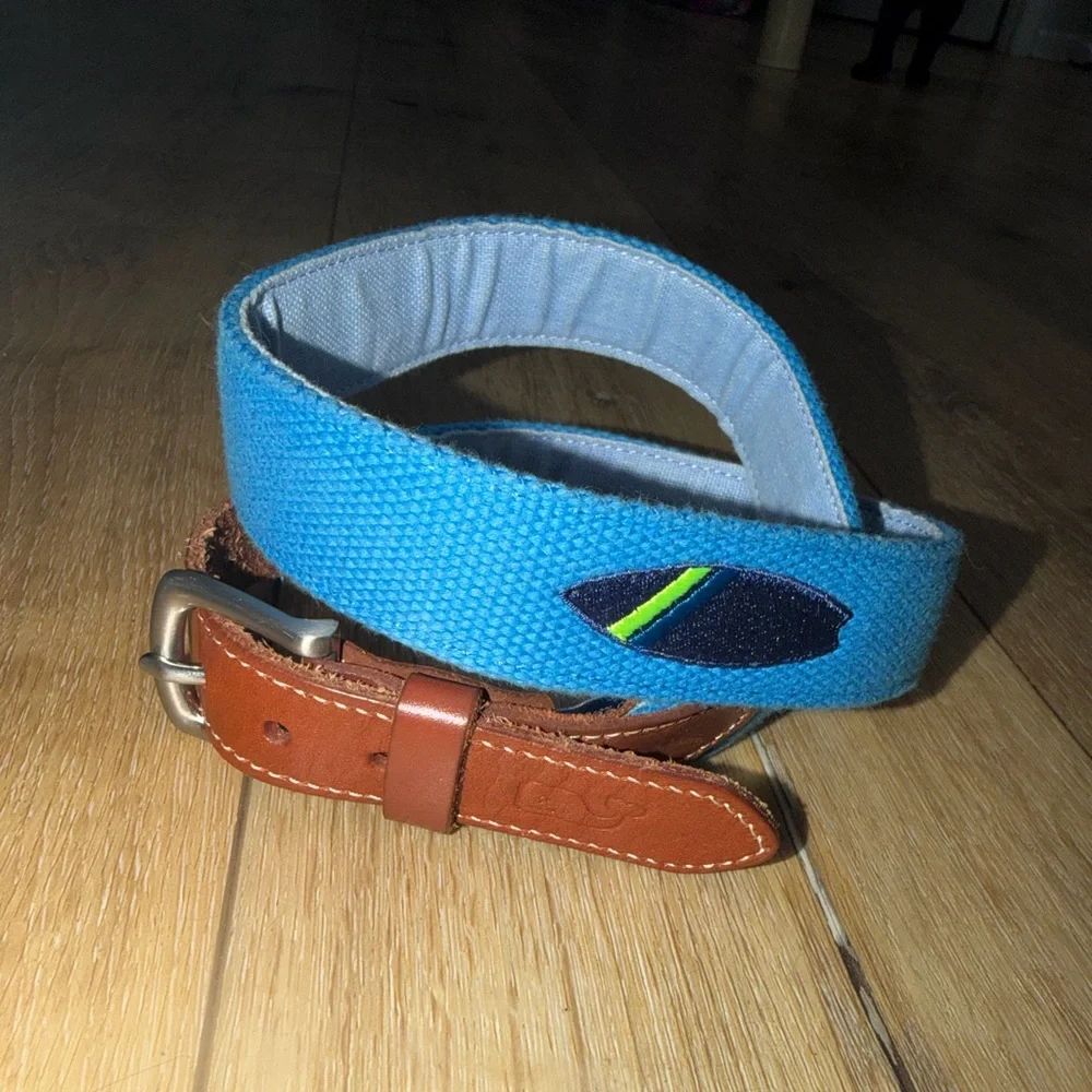 Vineyard Vines Preppy Men’s Canvas and Leather Belt Golf Surfboard size 28‎